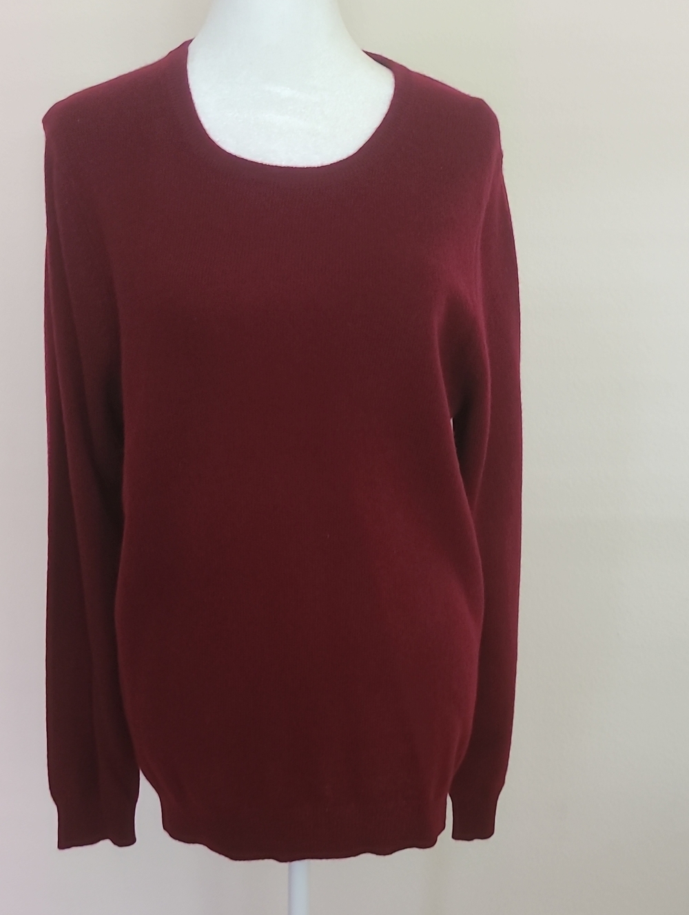 Vtg 80s 90s NWT Charter Club 2-Ply 100% Cashmere Crewneck Sweater Burgundy L
